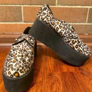 YRU Cheetah/Leopard Print Bad Ass Spiked Creepers (No Laces)
